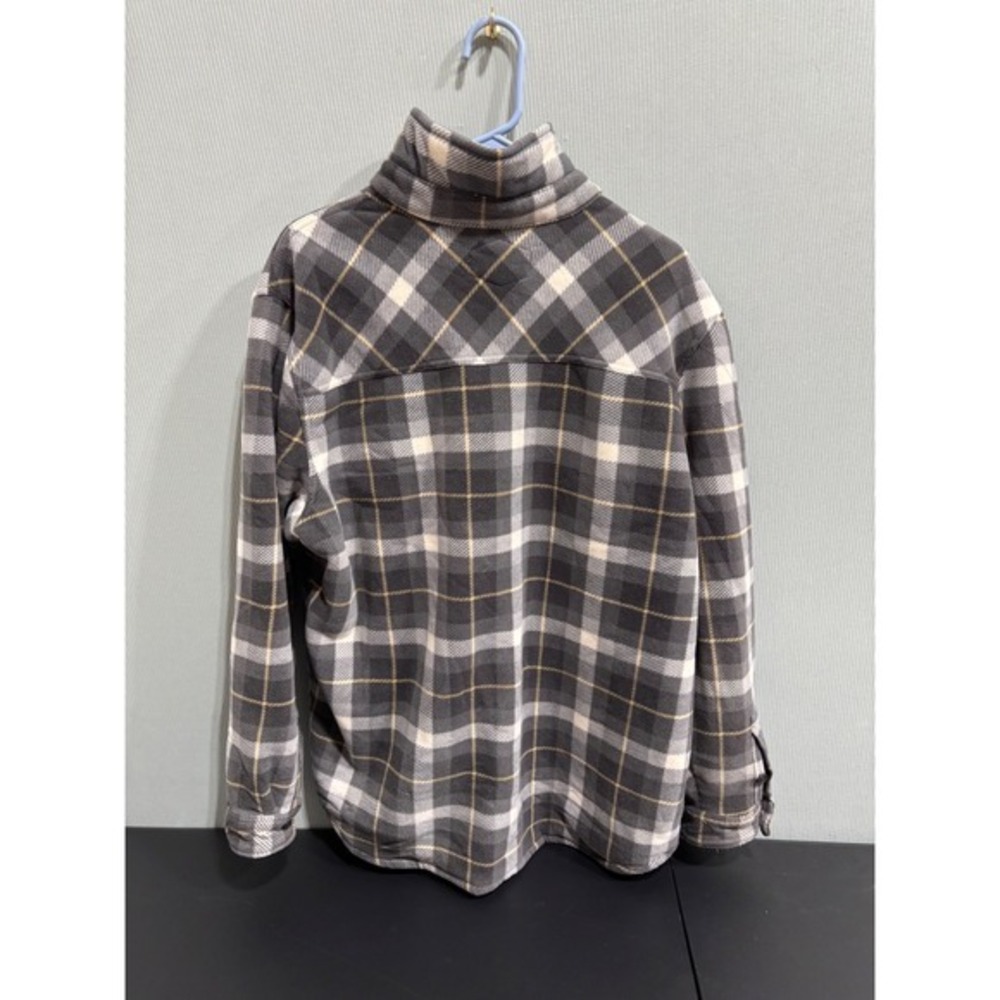 Freedom Foundry Sherpa Lined Flannel Shirt Jacket Gray Plaid Men's - Picture 2 of 10